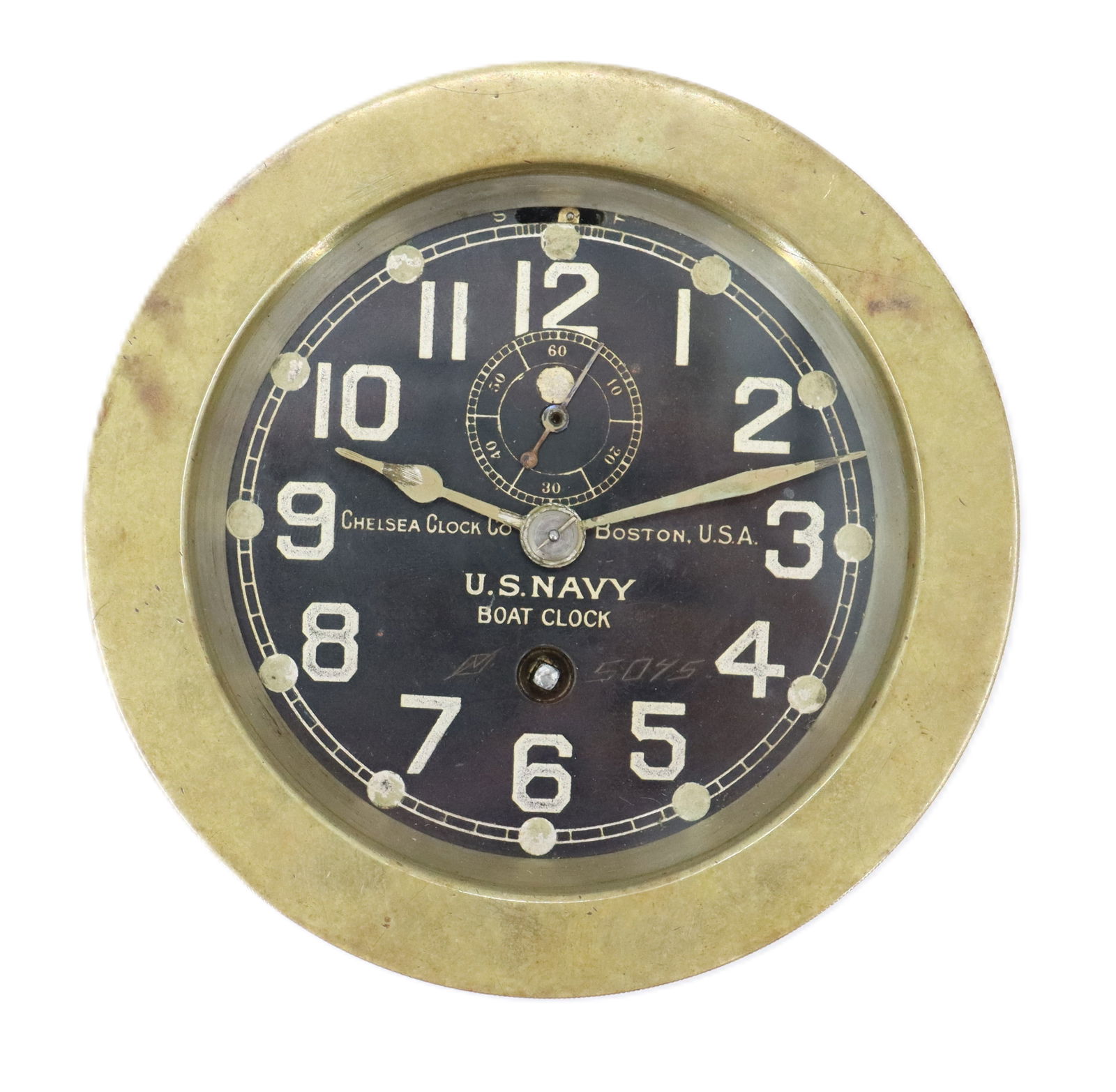 Antique American Chelsea Clock Company Brass U.S. Navy Boat Clock (1 of 9)