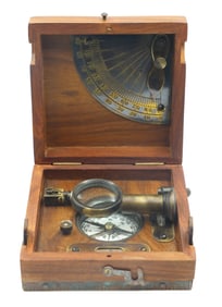 T. Cooke and Sons Antique Brass Marine Master Box and Nautical Compass