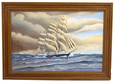 Capt. RH Knight (Early/Mid 20th Century) American, Oil on Canvas Maritime Painting "Moshulu"