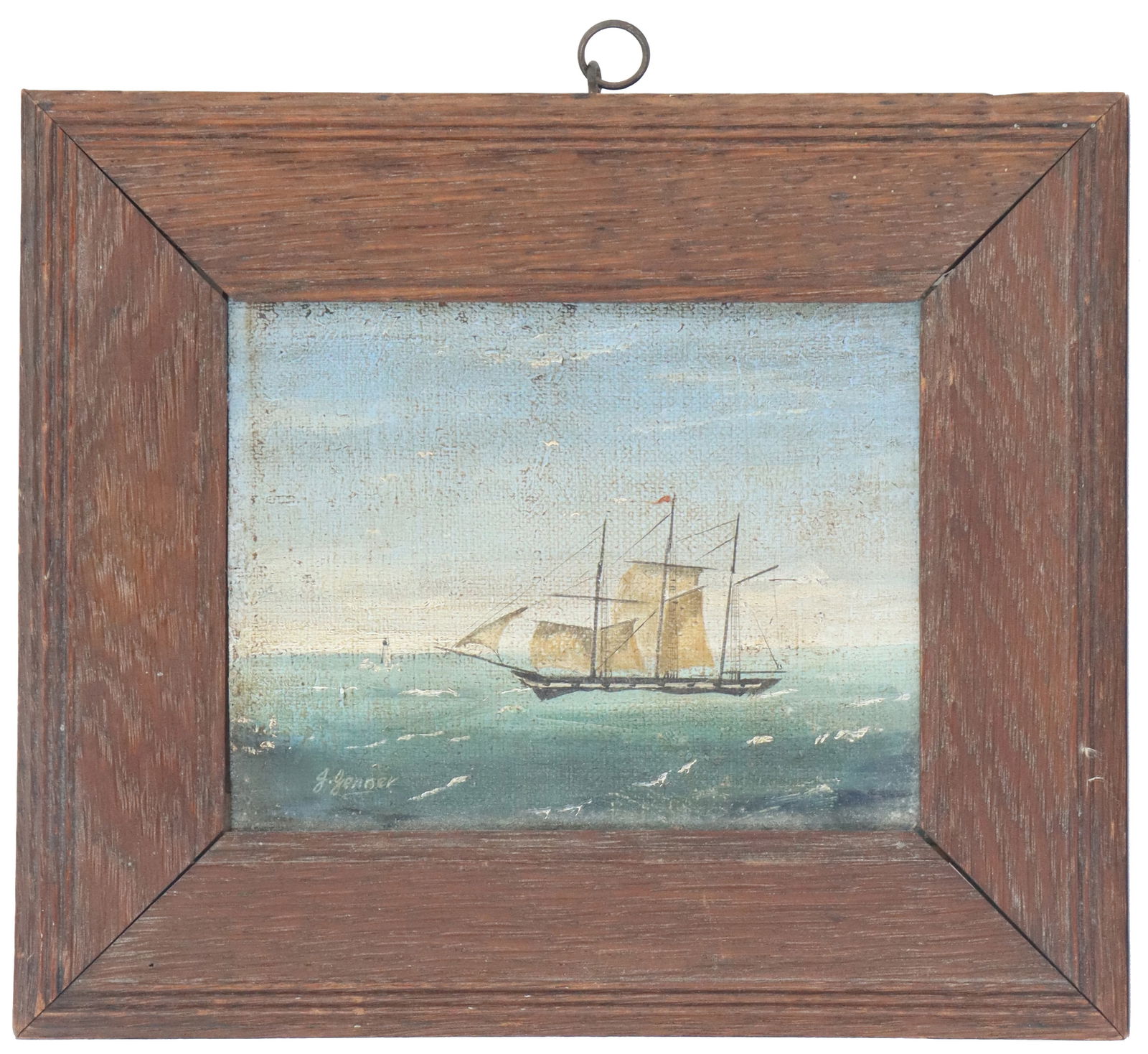 Antique Signed Miniature Maritime Oil on Canvas on Board (1 of 9)