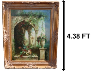 Signed Sinclaire (20th Century) Large Oil on Canvas Impressionist Architectural Landscape