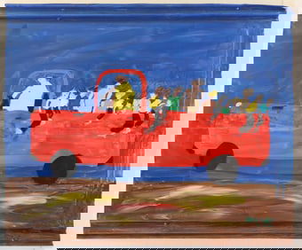 Woodie Long (1942–2009) American, Acrylic on Paper Folk Art