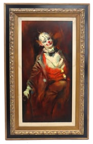?Julian Ritter (1909–2000) German/American, Oil on Board Portrait of a Clown