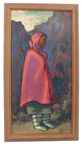 Herman Rednick (1902-1985) American, "Taos Indian" 1965 Signed Oil Painting