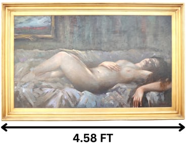 Ubaldo Ballerini (Born 1927) Italian, 1984 Oil Painting of a Nude Titled "Estate Nudo" (Summer Nude)