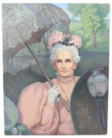 Camille Dumond (1900-1986) Signed Oil on Canvas Painting of Mary Baker Eddy "Mrs. Eddy's Afternoon