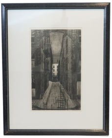 Armin Landeck (1905–1984) American, Dry Point Copperplate Etching Cityscape Illustration of New