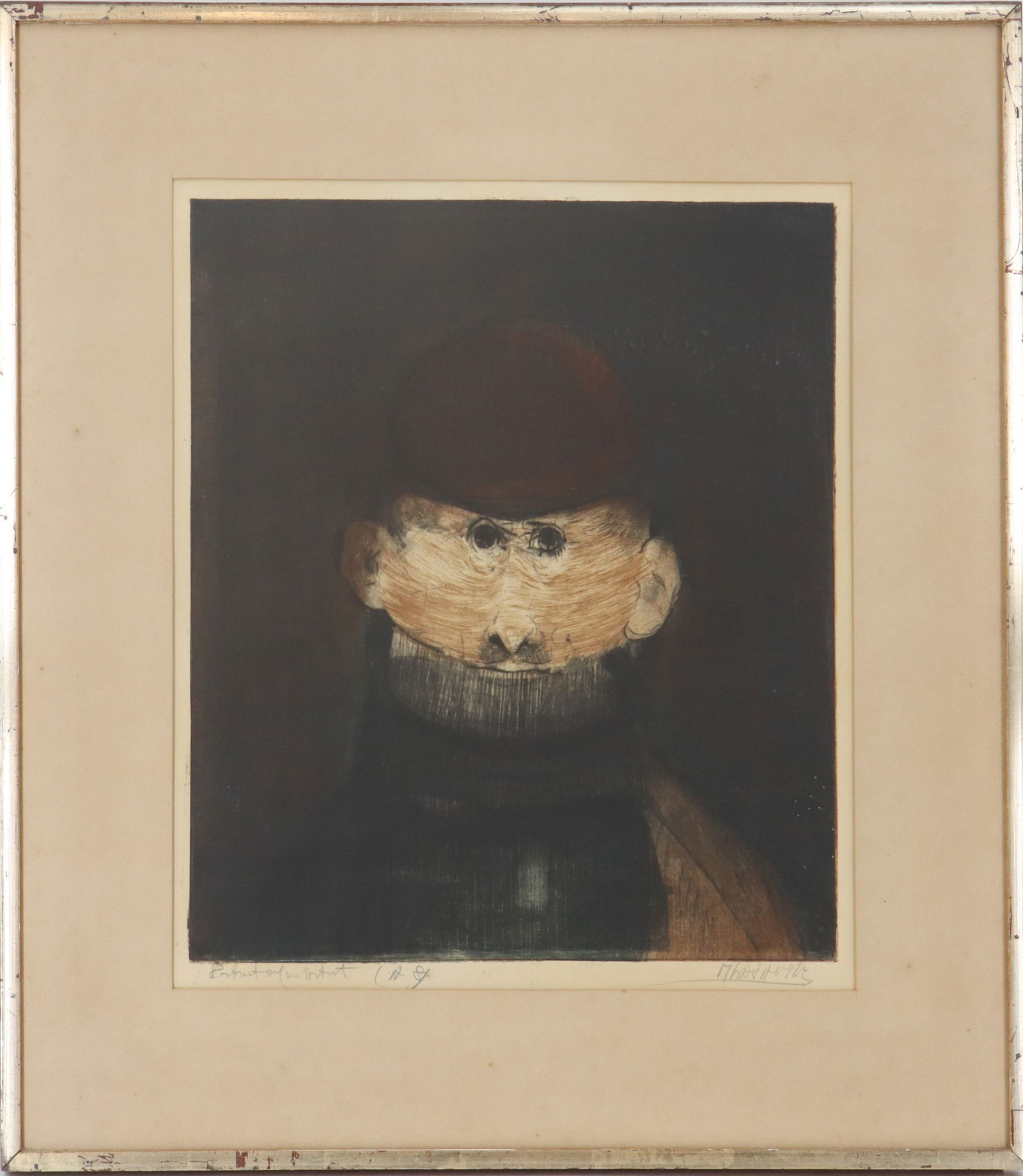 Mauricio Lasansky (1914–2012) Argentina/America, Artist's Proof Soft Drypoint Etching: Mauricio Lasansky (1914–2012) Argentina/America, Artist's Proof Soft Drypoint Etching. Titled "Portrait of an Artist". Soft drypoint etching of the artist's self-portrait. Sign