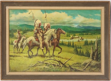 Victor Olson (1924-2007) American Oil on Canvas of Native American Western Scene