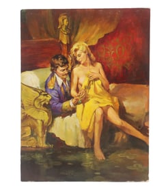 Victor Olson (1924-2007) American, Oil on Board Pulp Fiction Figural Painting