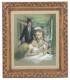 Victor Olson (1924-2007) American, Pastel on Paper Wedding Party