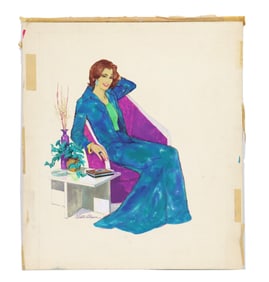 Victor Olson (1924-2007) American, Watercolor of Seated Woman on Paper on Board