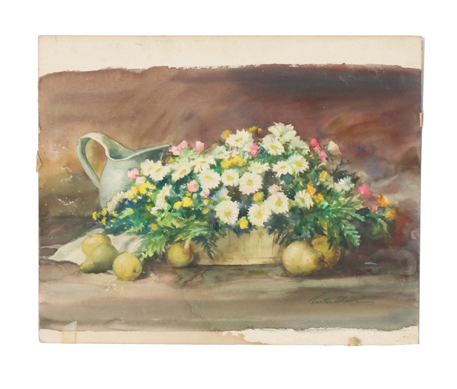 Victor Olson (1924-2007) American, Watercolor Still life on Board (1 of 11)