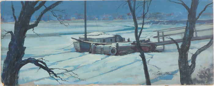 Victor Olson (1924-2007) American, Winter Landscape on Board