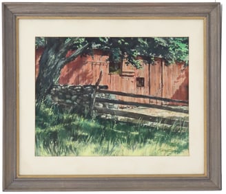 Victor Olson (1924-2007) American, Watercolor Rural Farm Scene