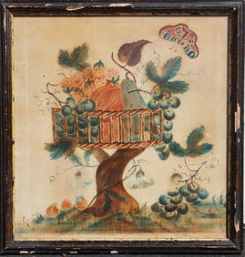 19th Century Ink on Velvet Theorem Painting
