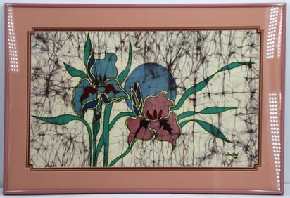 Amos Amit (Born 1945) Israeli, Framed Floral Batik