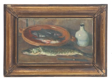 Anton Smeerdijk (1885–1965) Dutch, Oil on Canvas Still Life of Fish