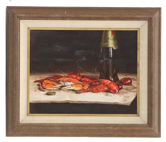 M. M. Deane, American, Oil On Board Lobster Still Life
