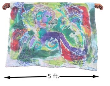 Marti Schmidt (20th/21st Century) American, Painted Textile Abstract Impressionist Portrait