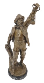 Oswald Schimmelpfennig (1872–1944) German, Bronze Figural Statue of Man With Lantern