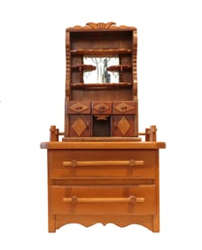 Miniature Furniture of Dresser with Bookcase and Mirror