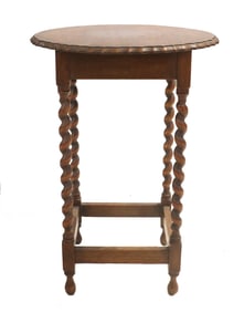 Antique Oak Round Barley Twist Side Table