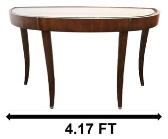 Klaussner 4 Legged Half Moon Console Table With Glass Insert Top