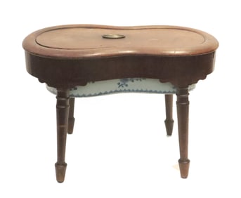 Kidney Shaped Wooden and Ceramic Basin