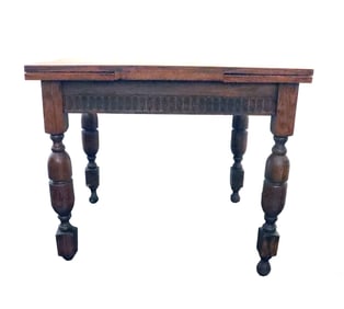 Beautiful 20th Century Oak Flip Top Carved Wood Table