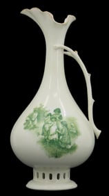 German Rosenthal Green Transfer Print Porcelain Pitcher