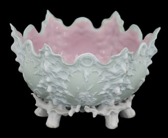 Schafer & Varben German Pink and Grey Circa 1890 Bowl