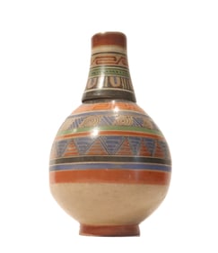 Mexican Jalisco Tonala Pottery Polychrome Ceramic Vessel with Cup
