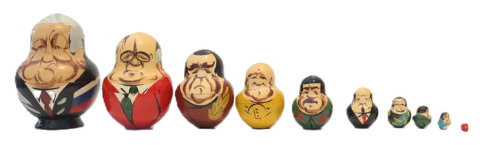10 Piece Small Russian/USSR Leaders Matryoshka Nesting Doll Set