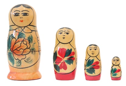 4 Piece Vintage Russian Soviet Union Semenov Matryoshka Nesting Dolls Set