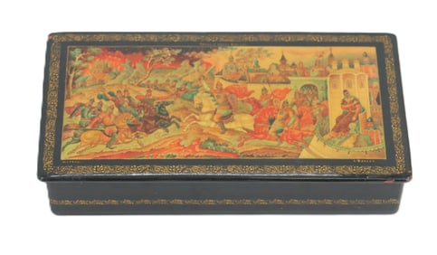 Alexei Frolov (1929-2007) Russian, Hand Painted Lacquered Box With Battle Scene