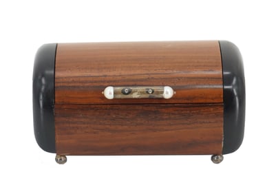 Small Robin Danziger 2-Tone Wooden Lidded Box with Sterling and Pearl Latch