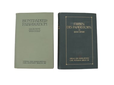 (2) Rare German Books About Colored Paper-Making, Early 1900s