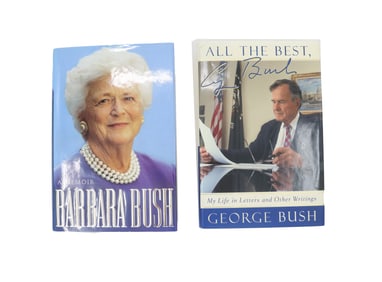 Signed Memoirs by George H. W. (1924-2018) and Barbara Bush (1925-2018)