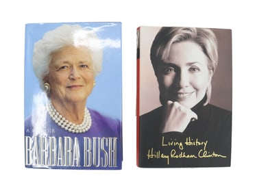 Signed Memoirs by First Ladies Hillary Clinton (Born 1947) and Barbara Bush (1925-2018)