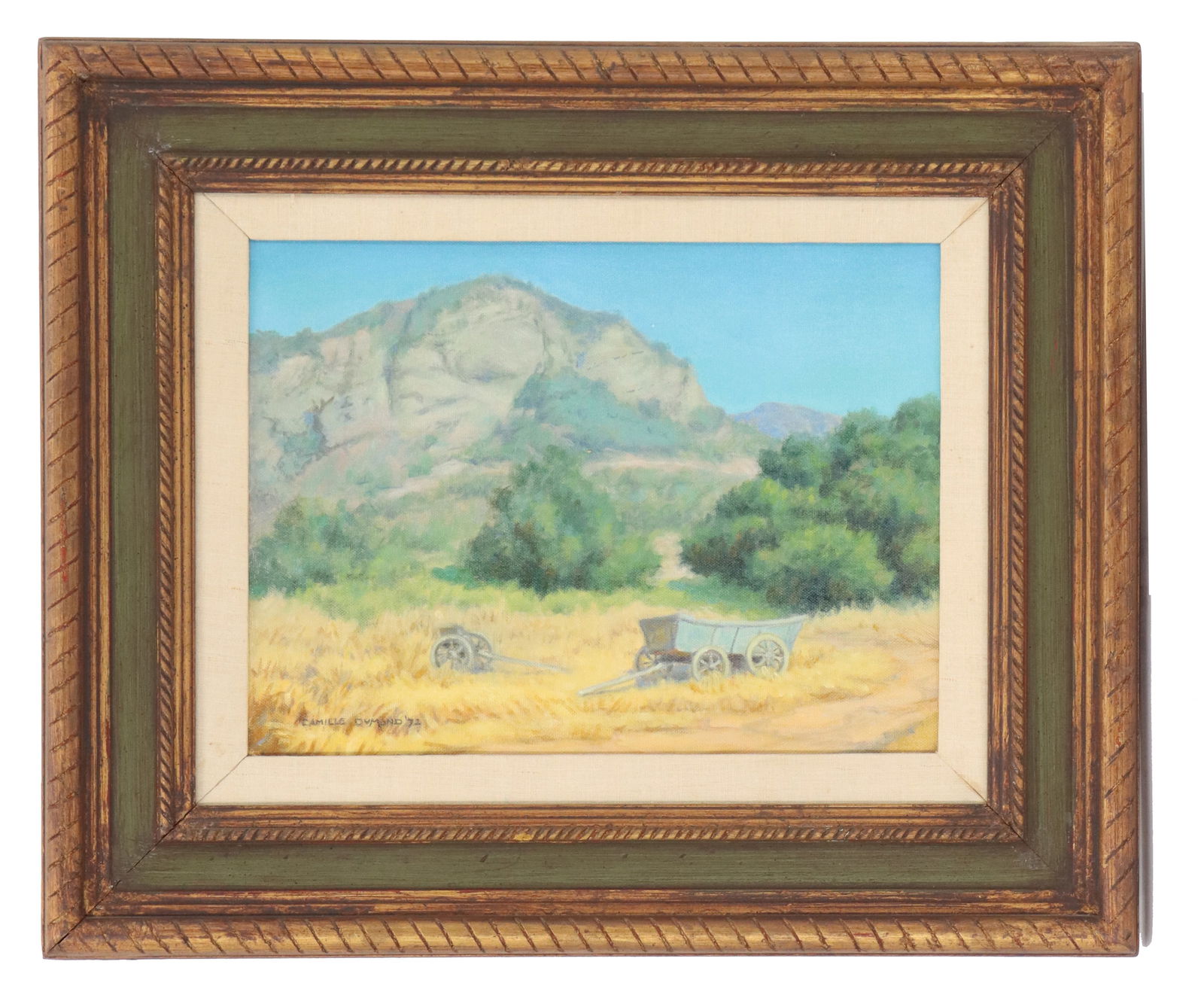 Camille Dumond (1900-1986) American, California Impressionist Landscape Painting with Blue Wagon (1 of 15)