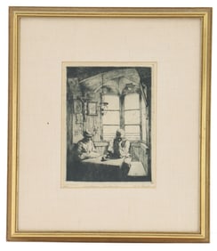 Etching 19th/Early 20th Century "Tirolean Interior"