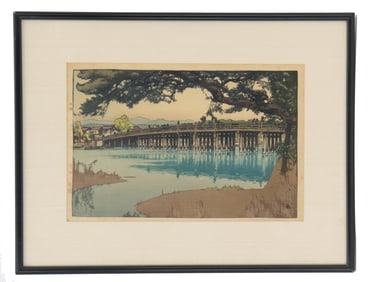 Hiroshi Yoshida "Seta Bridge" Japanese, 1933 Signed Woodblock Print