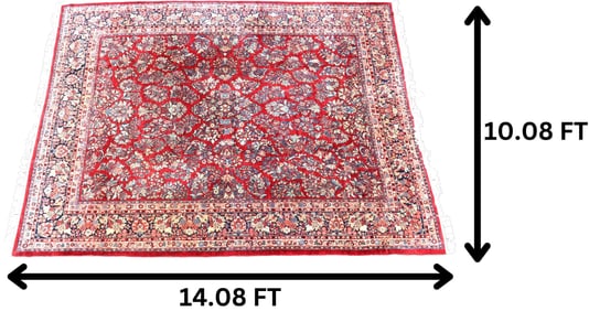 Superior Quality Persian Oriental Sarouk Rug with Appraisal