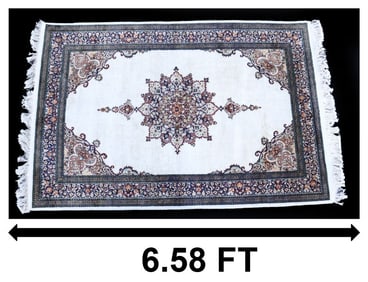 Long Persian Isfahan Open Medallion Wool Rug