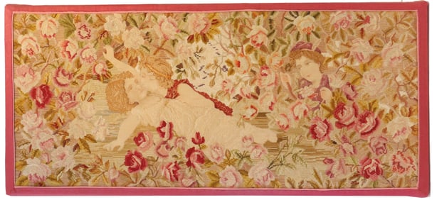 French Floral Classical Style Needlepoint Wall Tapestry