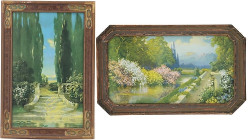 Robert Atkinson Fox (1860-1935), Two Original Framed Fox Prints "Garden of Contentment" and "The