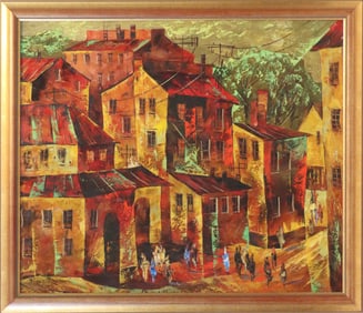 Vladimir Buzin (Born 1959) Russian, Impressionist Oil on Canvas Cityscape