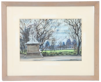 Daniel Mandelowitz (1905-1980) American, 1961 Watercolor "Louvre from the Tuilleries"