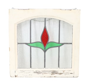 Late 19th Century Colonial American Stained Glass Floral Panel